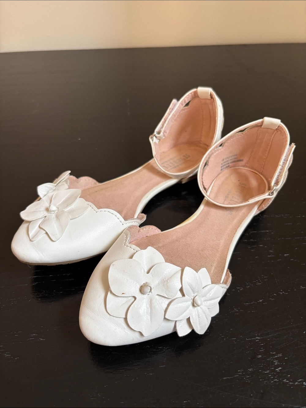 Seychelles Girls White Floral Ankle-Strap Dress Flats Sz 13M